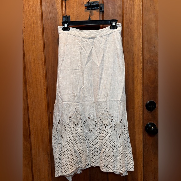 Chico's Dresses & Skirts - Chico’s Linen Women's Cream Embroidered Eyelet Maxi Skirt
